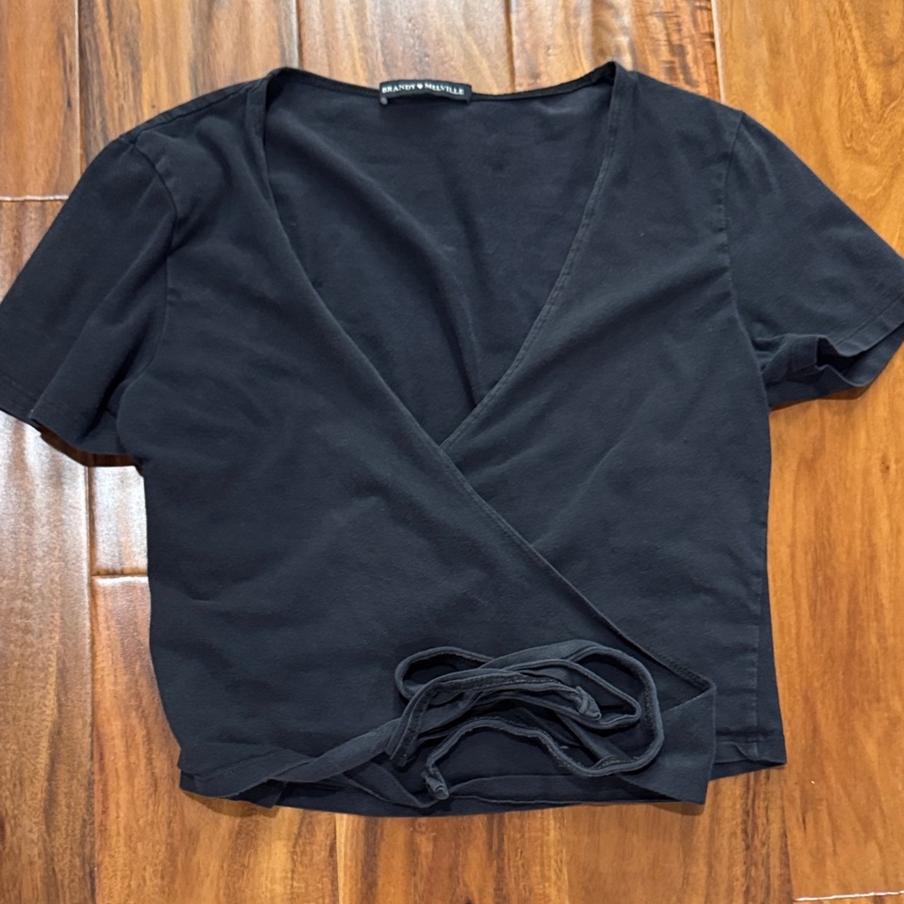 Brandy Melville Black Wrap Blouse